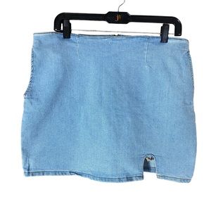 Women's Size 29 Chambray Denim Mini Skirt Blue Mid Rise Zip Closure Pockets Y2k